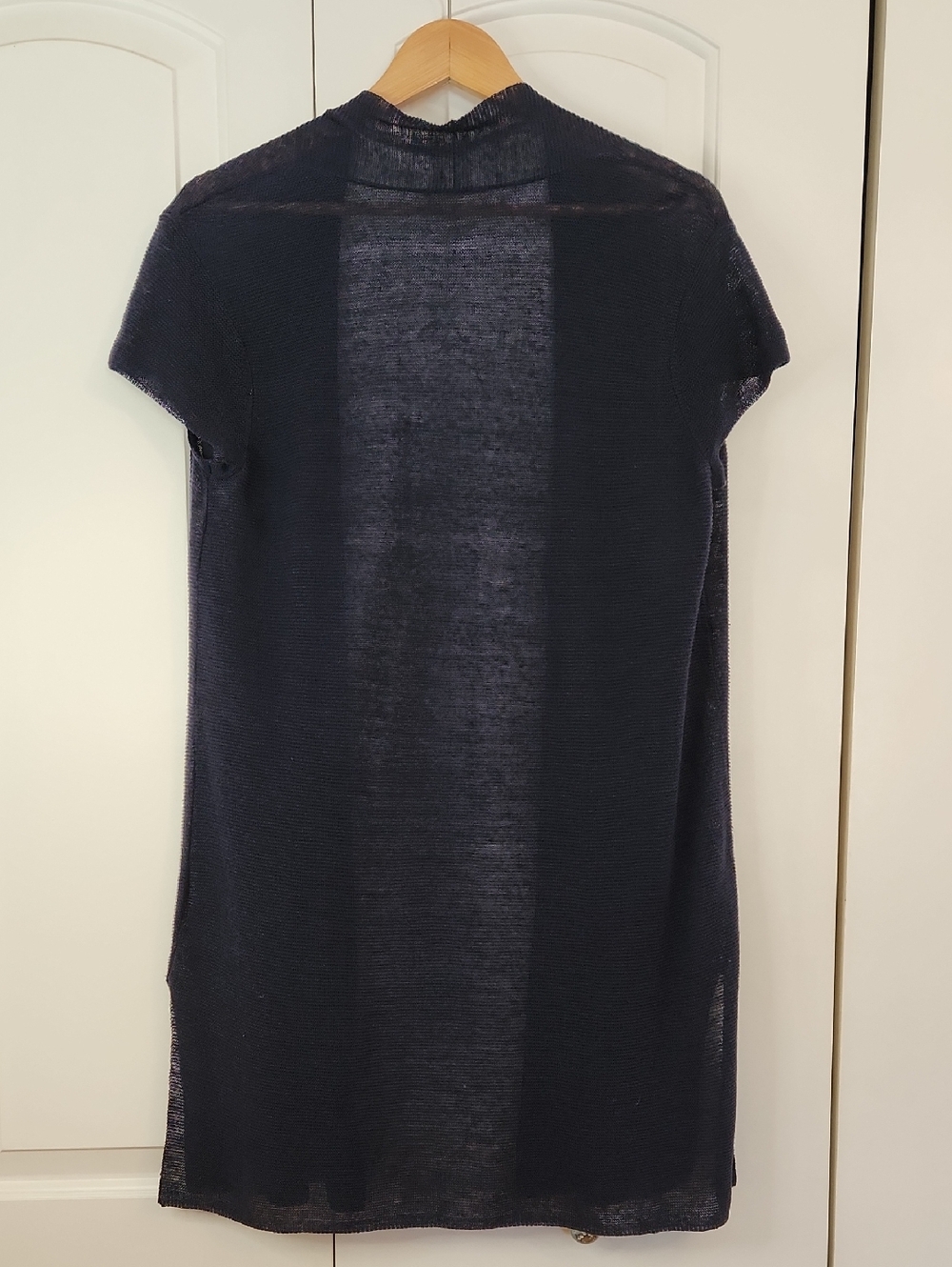 Eileen Fisher Navy Blue Sheer Open Cardigan Top – Size Small - Picture 6 of 9